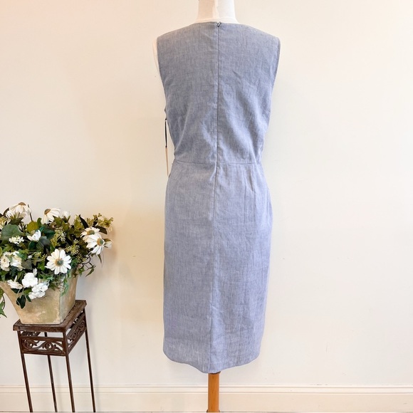 NWT Halogen Chambray Faux Wrap Sheath Dress Size Large - Picture 4 of 12